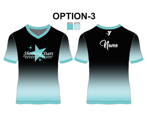*Black/Blue Ombre*Shooting Stars School of Dance (Greater Providence YMCA)-V-neck Tee Shirts-Runs Small